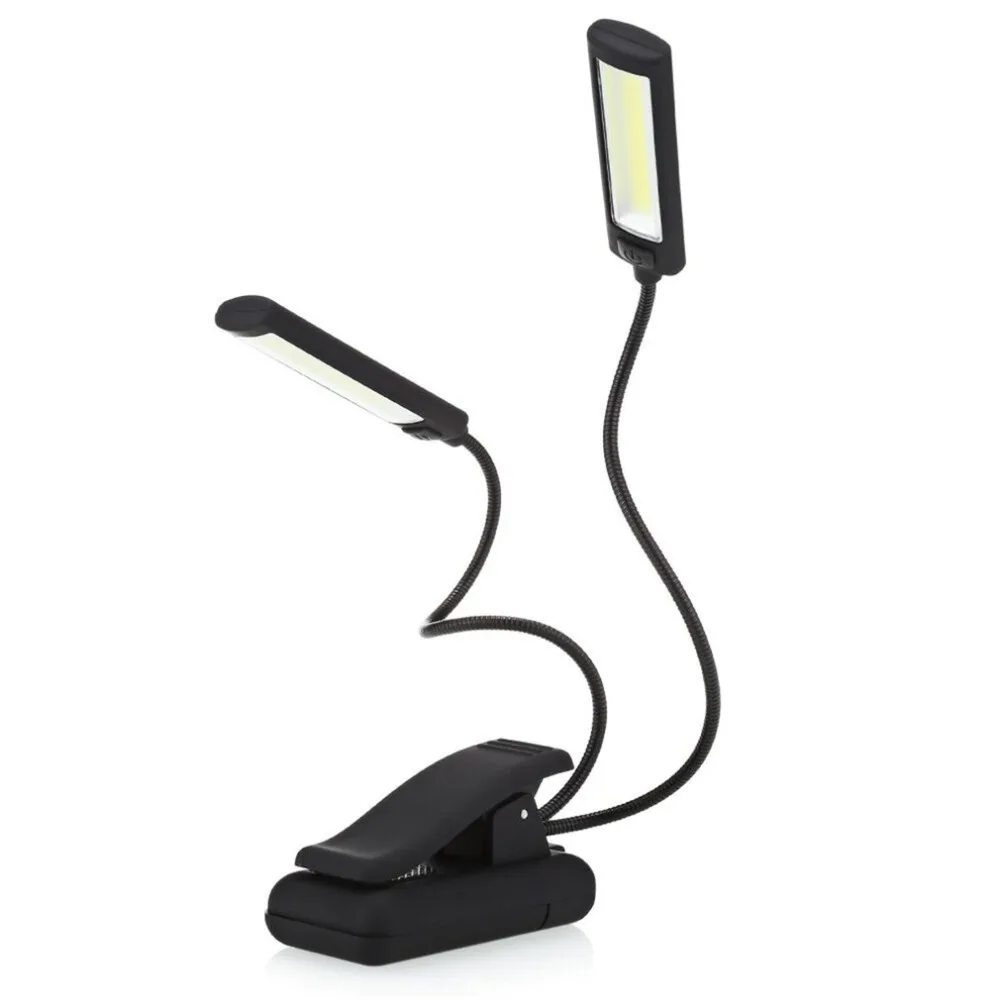 USB Батарея зажим-клипса на книгу Светодиодная лампа для чтения 6 Вт COB гибкий рычаг Торшер для ноутбука ноутбук Рабочий портативный ночник