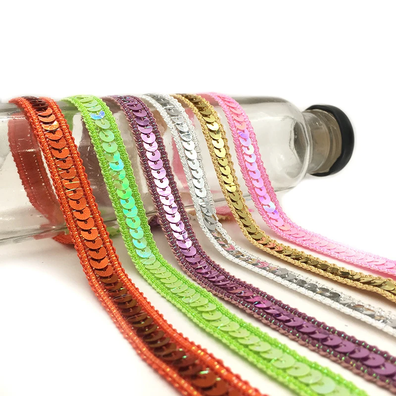 

25meter/lot 25 colors DIY Shiny Sequins Ribbon Lace For Dancing Costume Stage Garments Decoration Hat Embellishments