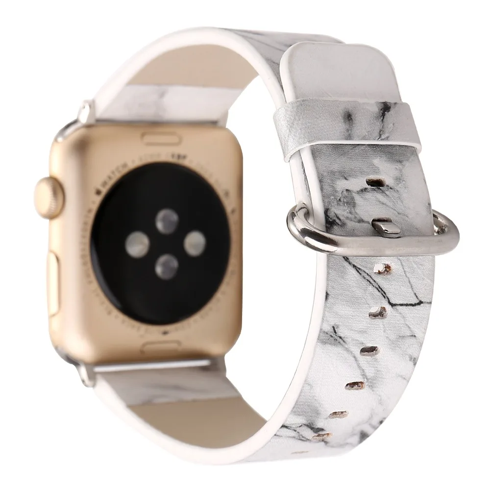Мрамор печатных кожаный ремешок для apple watch серии 4 3 2 1 из мягкой искусственной
