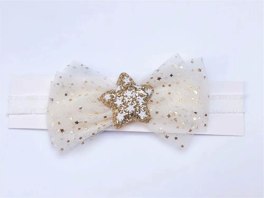 Изысканные модные милые блестящие повязки на голову с бантом и звездами 10 шт.