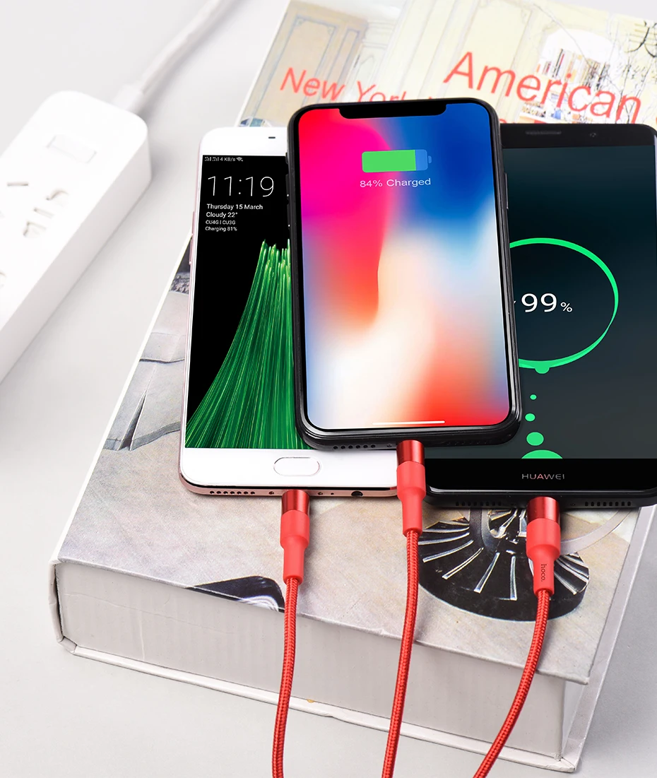 HOCO 3в1 USB зарядное устройство кабель для iPhone 11 Pro X XS Max XR 7 8 Android Micro USB кабель type C для samsung S9 Xiaomi Быстрая зарядка