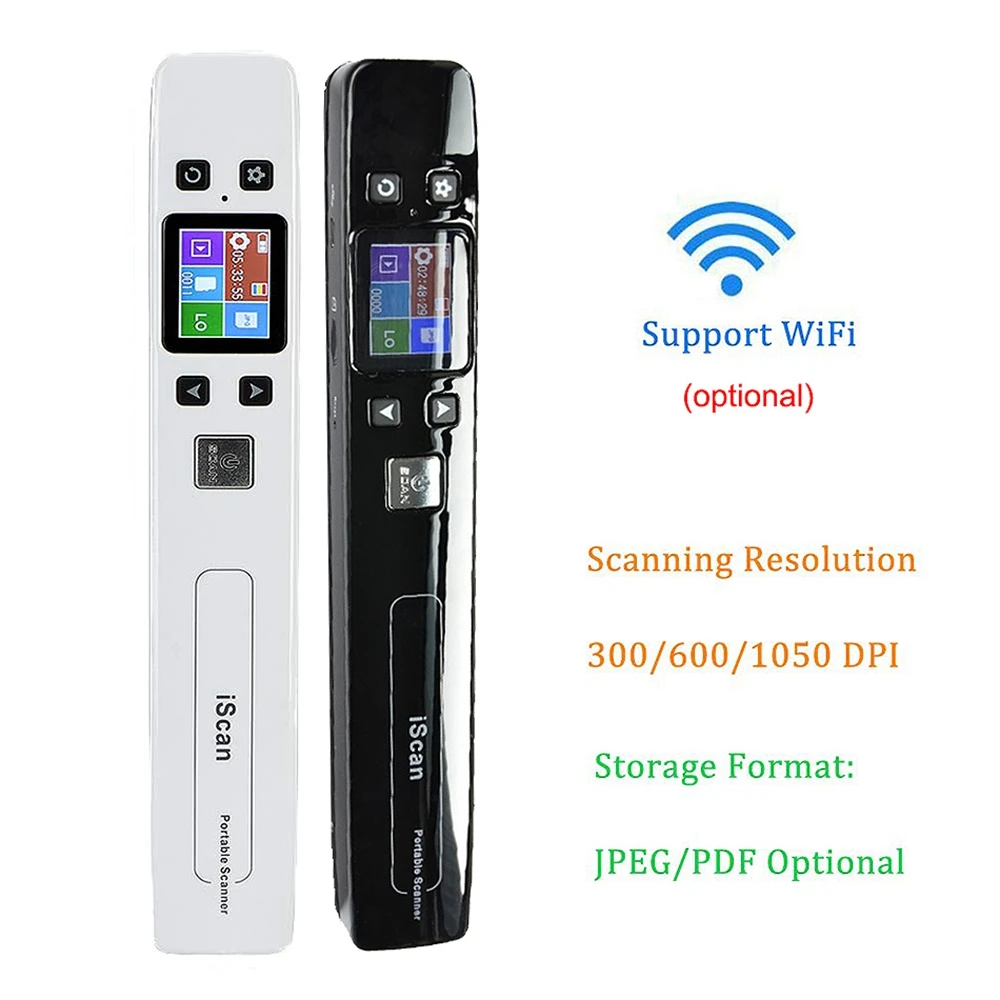 Wifi портативный ручной сканер для документов A4 JPG/PDF Formate 1050 dpi высокоскоростной ЖК-дисплей для деловых чеков USB Ch