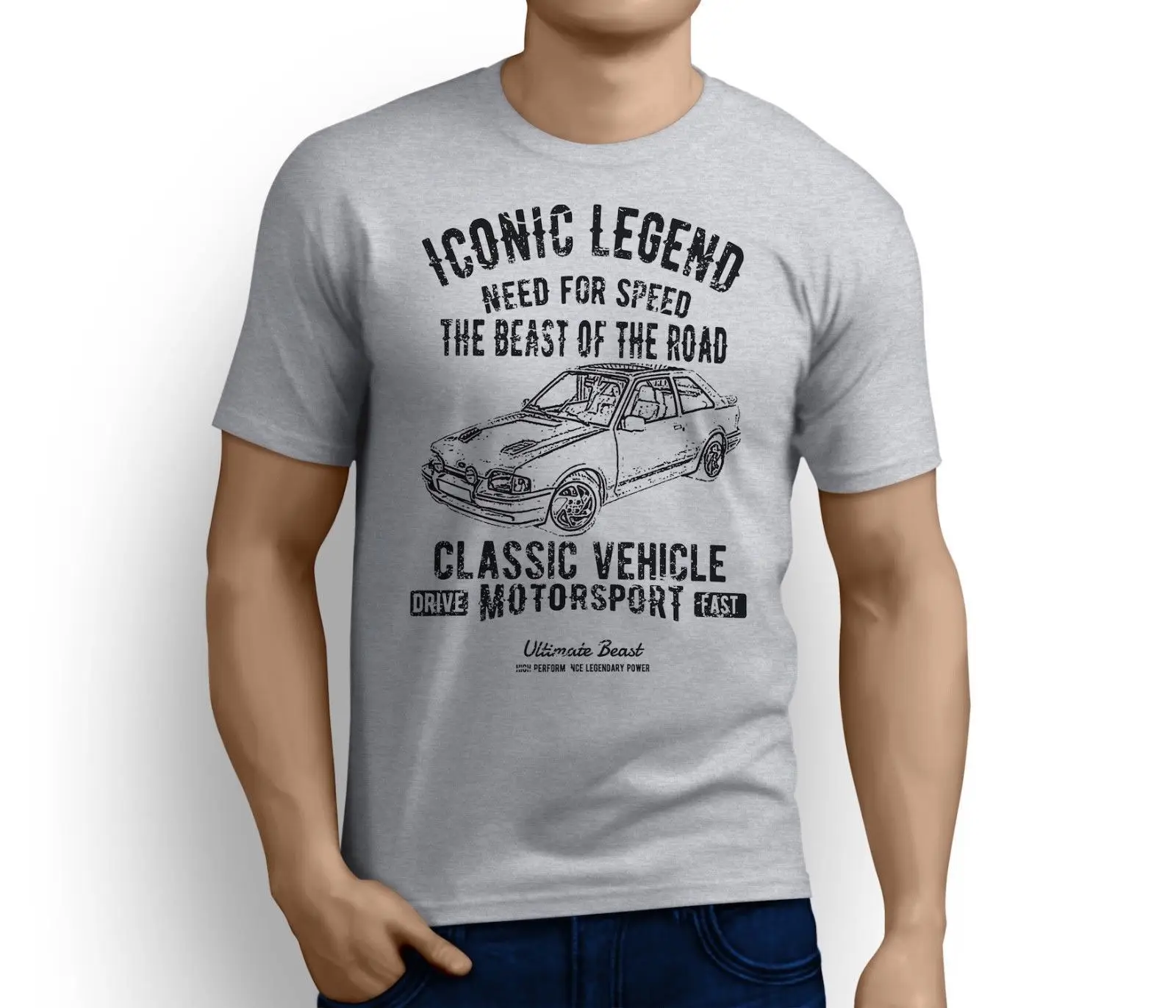 Новые летние Для мужчин хлопок Футболка Legend американских автомобилей эскорт RS