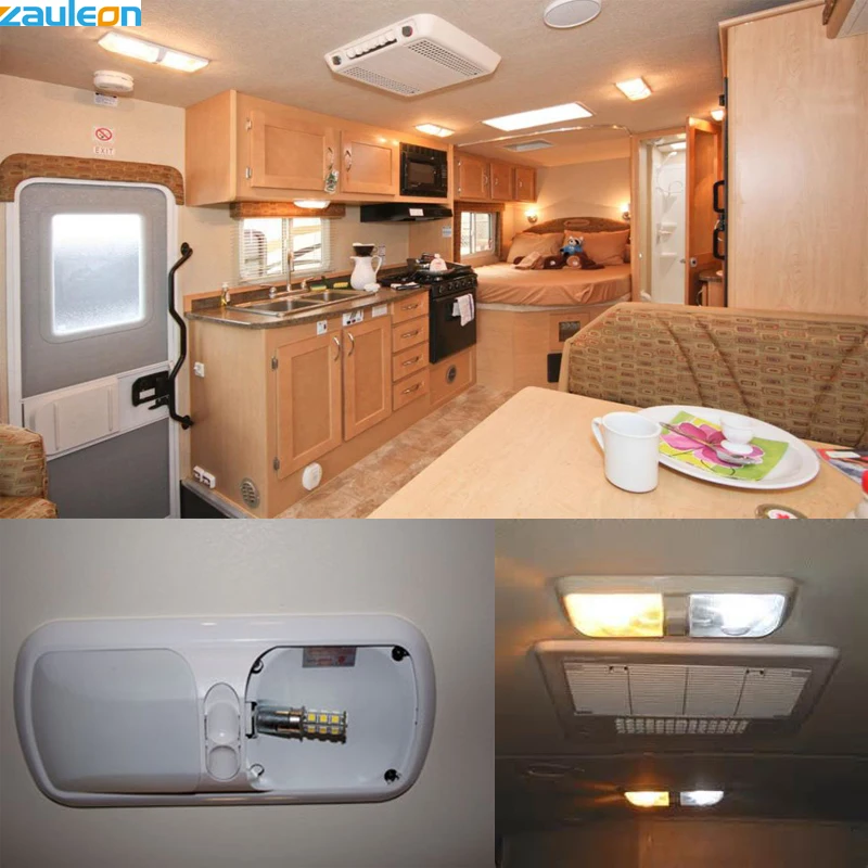 Zauleon 4 шт. 1156 BA15S 1142 BA15D LED теплый белый 3000-3500K RV трейлер СВЕТОДИОДНАЯ лампа