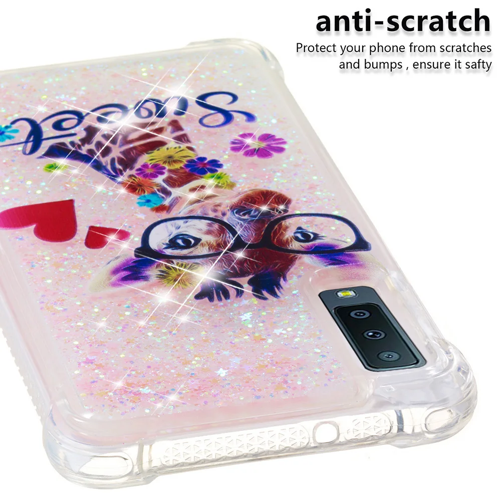 Glitter Bling Patterned Shockproof Liquid Case On For Samsung A7 J4 J6 A6 2018 J3 J5 J7 2017 A8 Plus Clear Soft Phone Cover Capa |