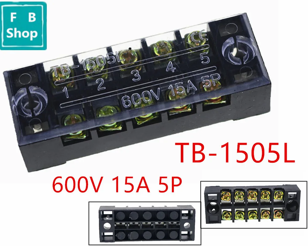 Панельное крепление TB 1505 1505L 600V 15A фиксированный барьер 5 позиционный клеммный