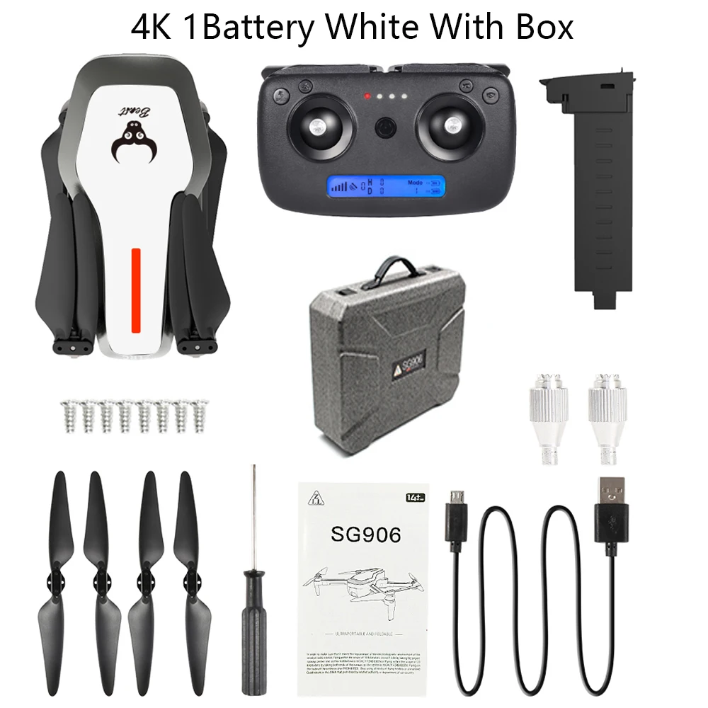 4K 1B Box W LAUMOX SG906 Дрон gps 5G wifi FPV с камерой 4K HD бесщеточный селфи складной Дрон RC Квадрокоптер RTF VS H117s B4W ZEN K1 F11 - Цвет: 4K 1B Box W