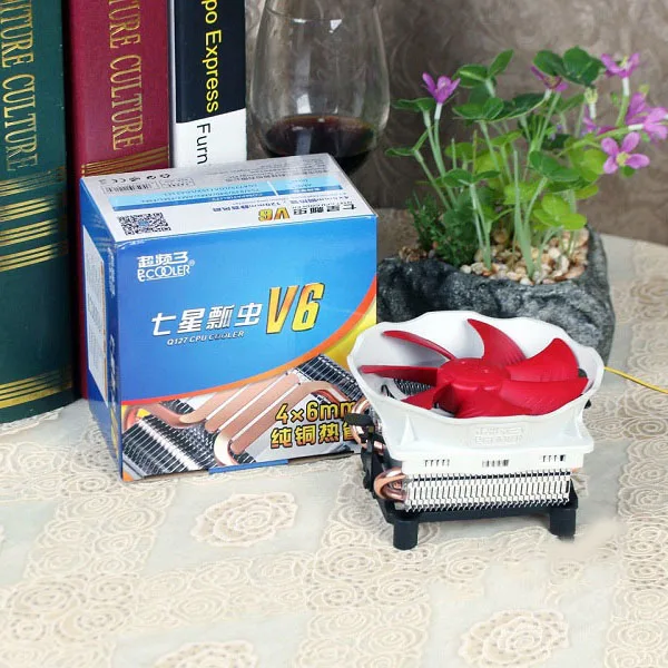 PCCOOLER тихий V6 4 медные тепловые трубки кулер процессора для AMD Intel 775 1150 1151 1155 1156 радиатор процессора 120 мм 4pin Вентилятор охлаждения процессора