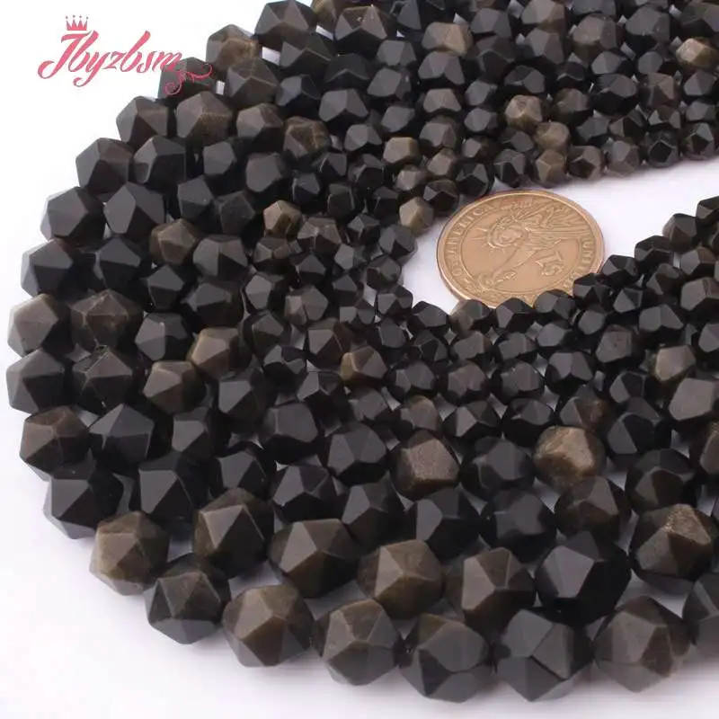 6 8 10 12mm Faceted Gold Obsidian Beads Natural Stone For Necklace Bracelet Earring DIY Jewelry Making 15&quot Free Shipping | Украшения и