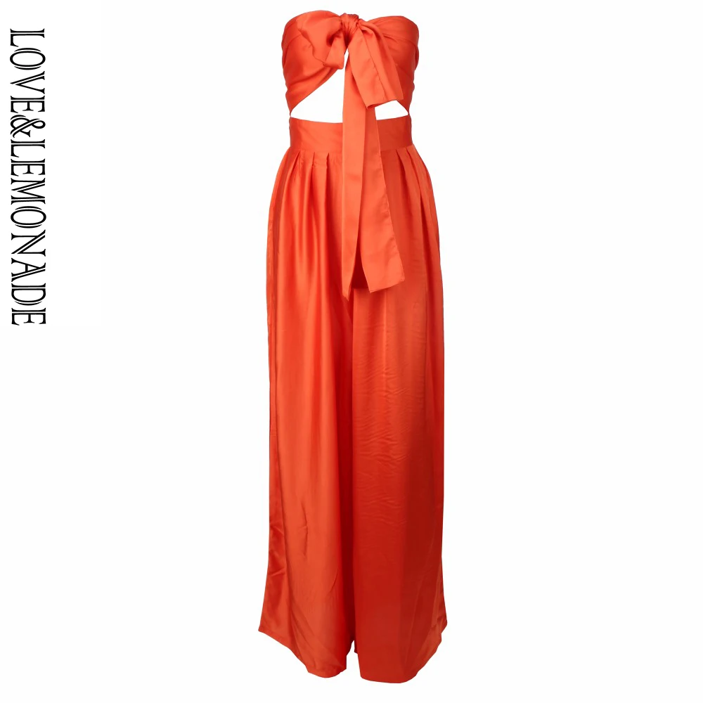 Женский костюм-двойка LOVE &amp LEMONADE оранжевый костюм с высокой талией модель LM6473 |