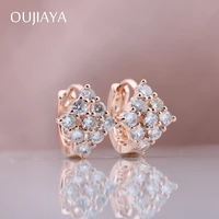 oujiaya new white water drop dangle earrings 585 rose gold women fashion earrings natural zircon wedding party jewelry a27