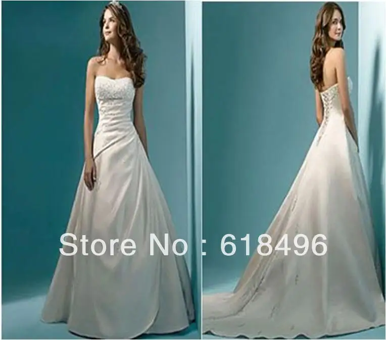 Free shipping Royal Hot sweetheart A-line chapel length train Beading Sequins lace up Taffeta Wedding dress | Свадьбы и торжества