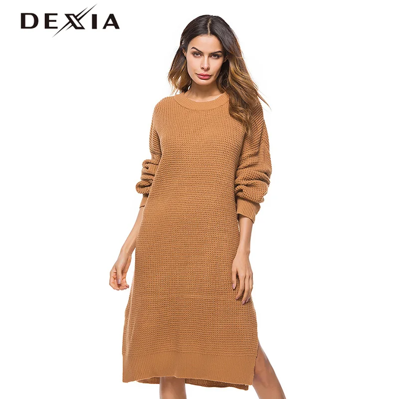 DEXIA Winter Long Sweater Women Fashion Sleeve Pullover Female Solid Color Autumn Green Casual Jumper ZJ021 | Женская одежда