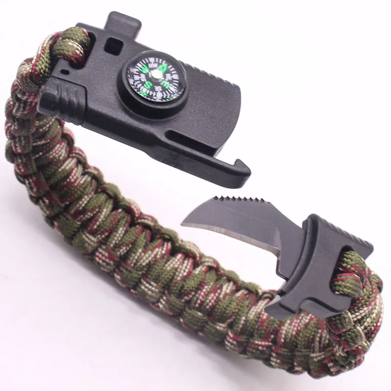 Tactical Survival Paracord Bracelet With Cut Tools Kit Multi-function Camping Field Escape Tactics Wrist Strap |