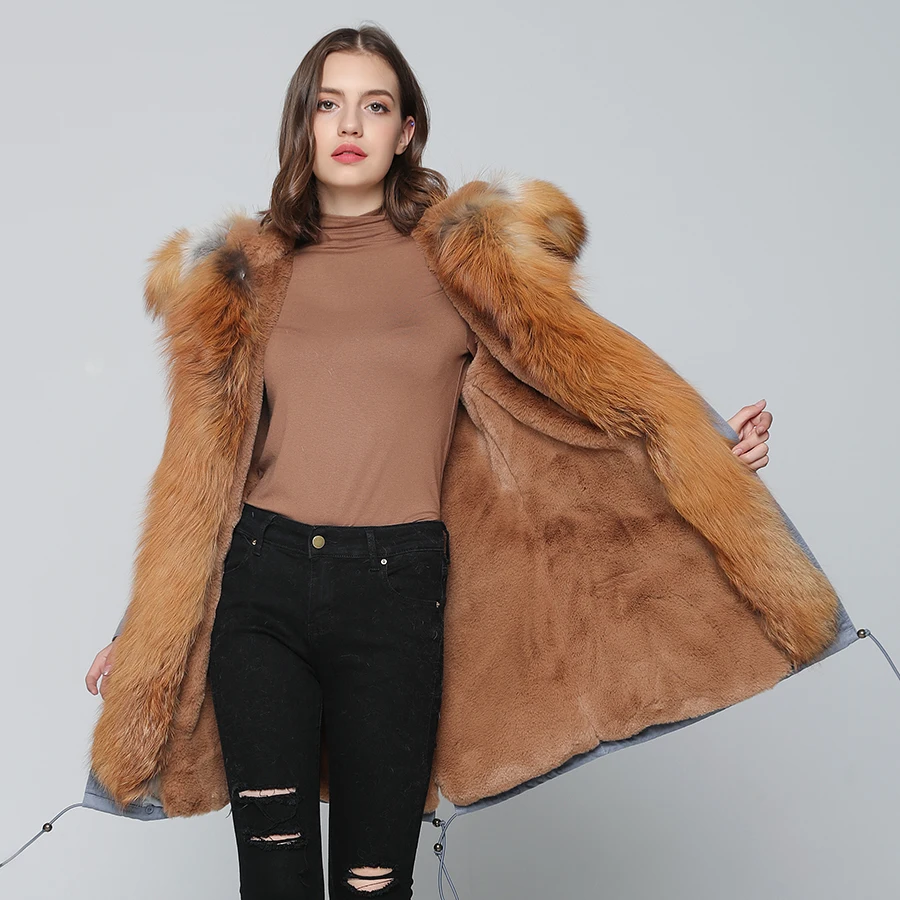 OFTBUY/2021 пальто с натуральным мехом зимняя куртка для женщин длинная парка лисьим