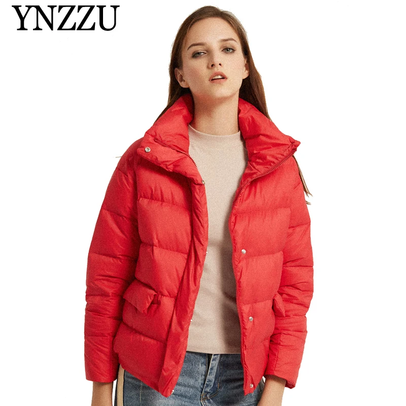 YNZZU высокое качество 2019 Весенняя женская куртка синий Повседневный 90% белый