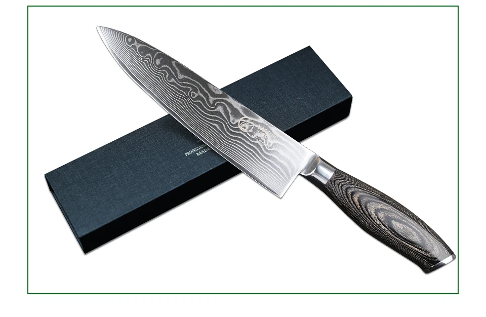 YARENH " дюймов шеф-повар ножи японский Дамасская сталь Santoku кухонные ножи Sharp Кливер ножи для нарезки подарок Ножи