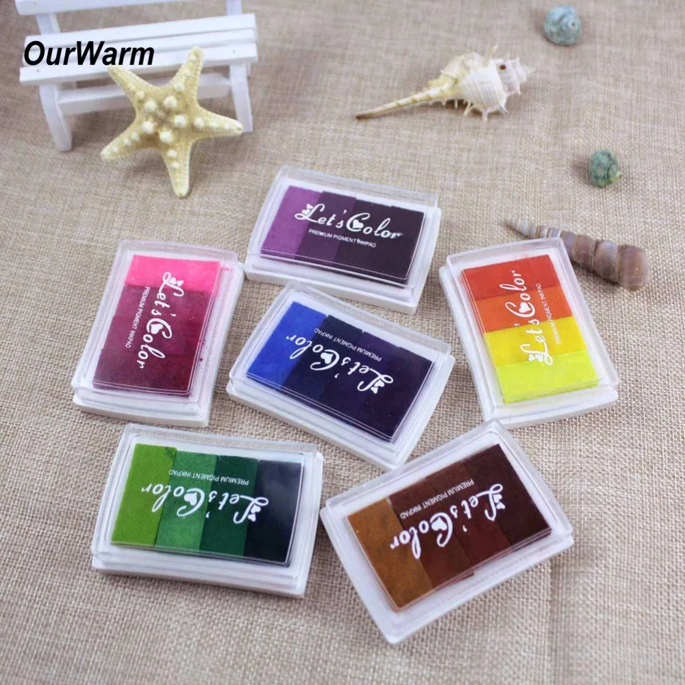 OurWarm чернильные подушечки для резиновых штампов 4 рампы шейдеры Свадебные украшения набор чернильных подушечек Скрапбукинг альбом отпечаток пальца Дерево DIY ремесло