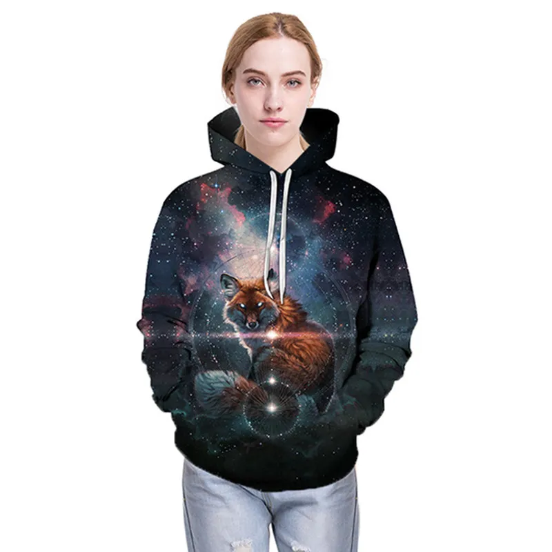 Новинка толстовки для мужчин и женщин в стиле хип хоп с изображением лисы