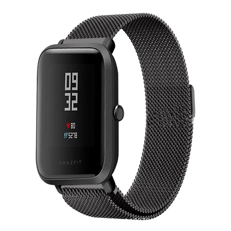 Металлический Миланский ремешок-петля для Xiaomi Huami AMAZFIT ремешок Bip для Amazfit GTR 47 47 мм ремешок для часов Amazfit Straos 2 2S 3/Pace