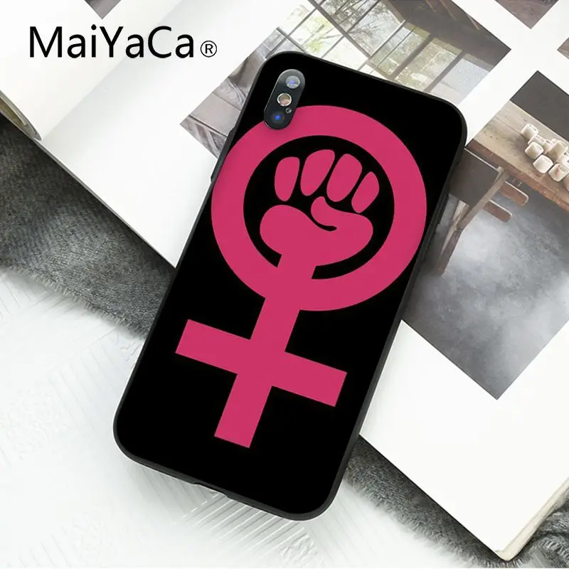 Розовый чехол для телефона с логотипом феминистского кулака iphone 12 11 pro MAX 8 7 6 6S Plus X