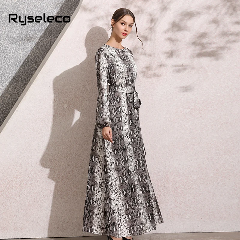 Женское подиумное Модное Длинное Платье в полоску с длинным рукавом и принтом