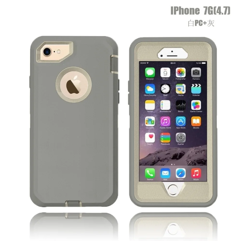 Защитный чехол для iPhone7 6 Plus 6s 8 8plus X PC + Силиконовый ТПУ военный противоударный