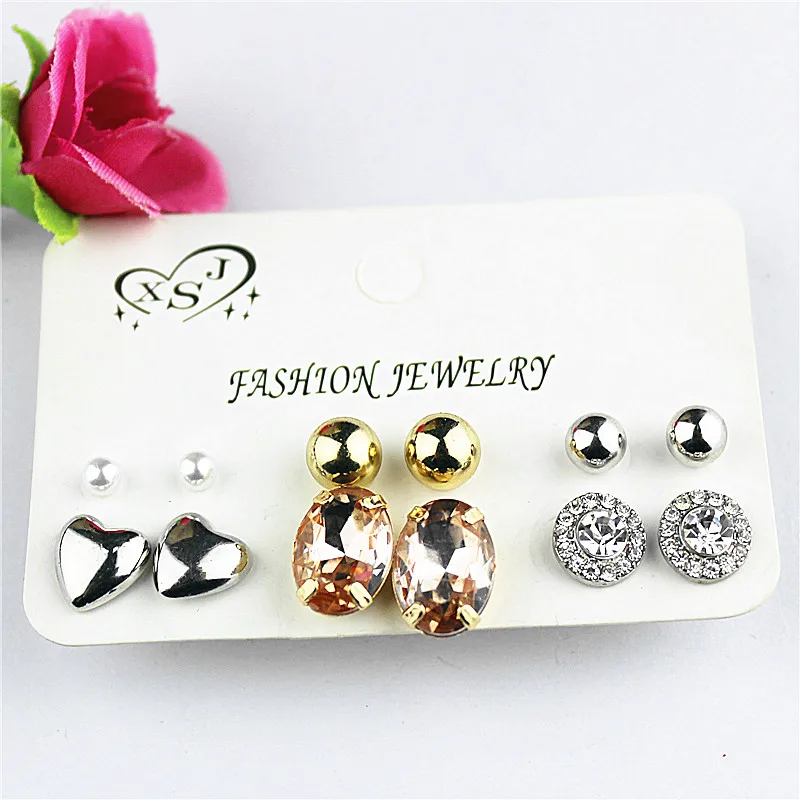 6 пар/комплект серьги в форме сердца с жемчугом|pearl ball|heart shaped earringsshaped earrings |