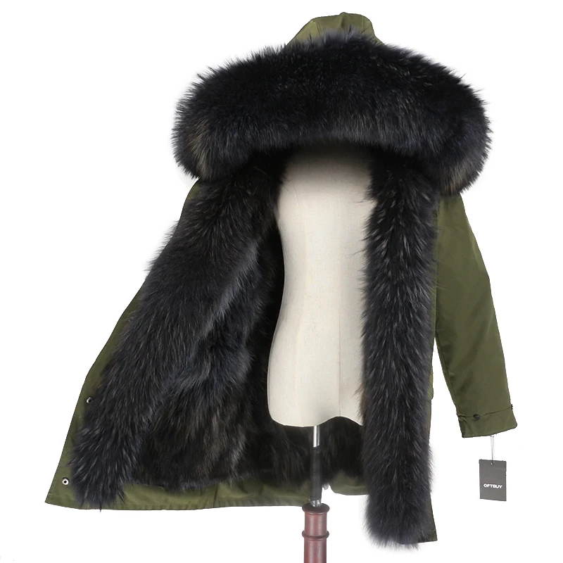 OFTBUY пальто из натурального меха енота, капюшон из лисьего меха, зимняя куртка, Женская длинная парка, водонепроницаемая верхняя одежда