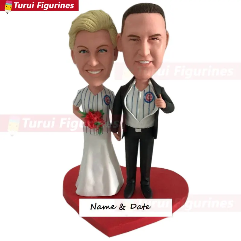 

Cubs Personalized Wedding Cake Topper Cubs Bobble Head Cubs Cake Topper Cubs Wedding Cubs Groom Cubs Bride Cubs Gift Cubs Christ