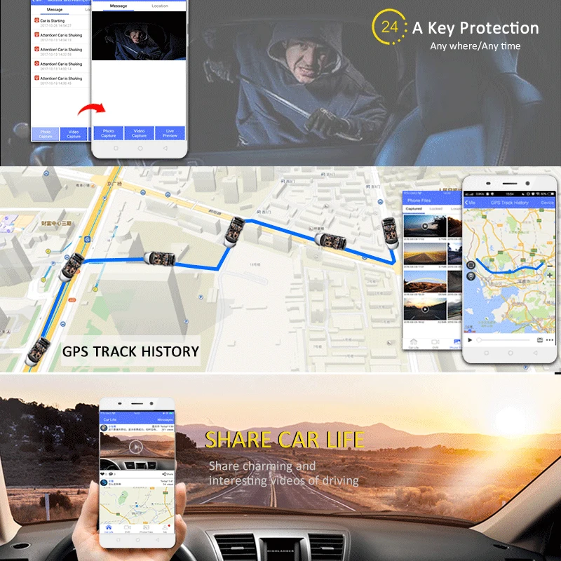 Junsun 7 &quot3 Г Камеры Автомобиля DVR GPS Bluetooth с Двумя Объективами Зеркало Заднего Вида