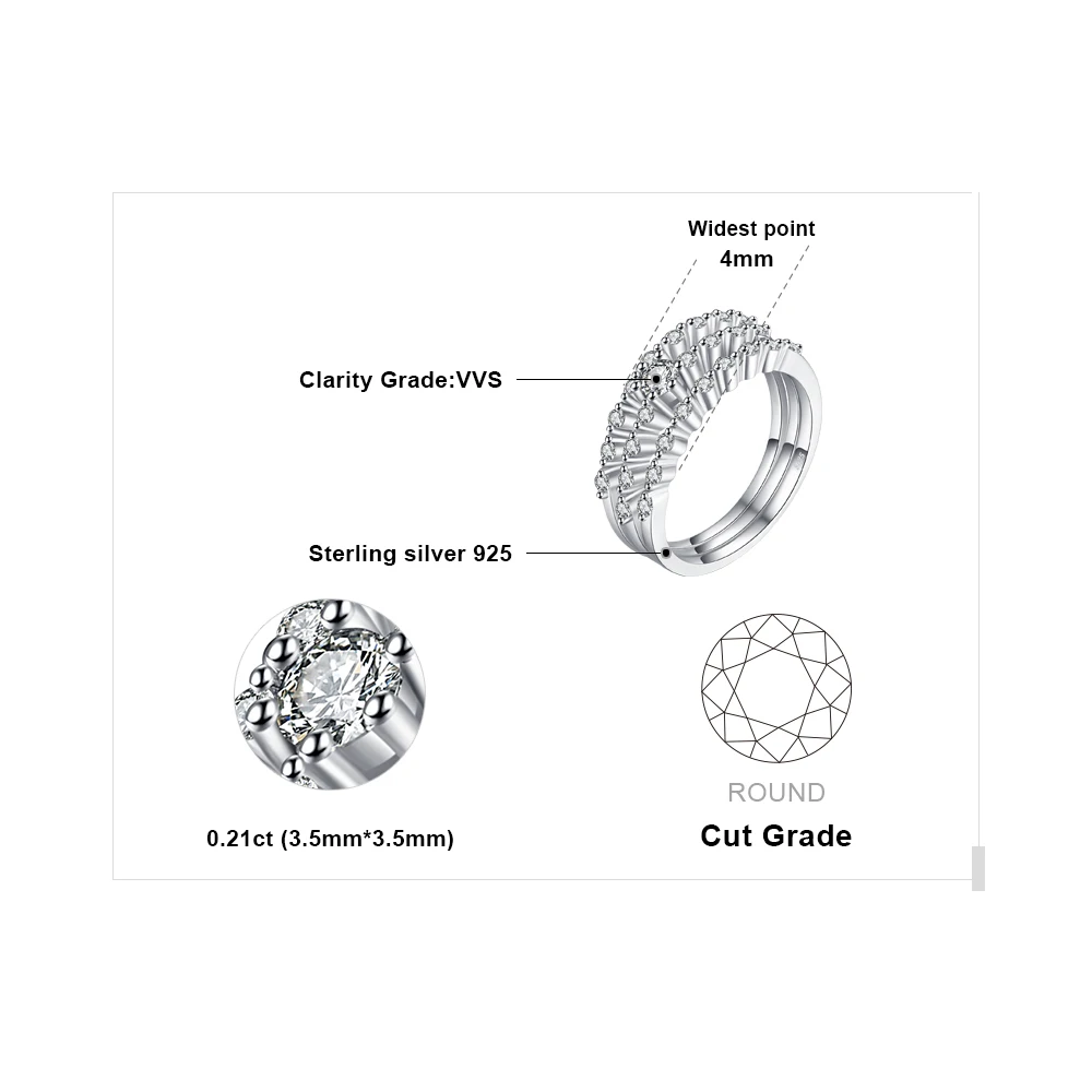 Jewelrypalace Для женщин 3 шт. кольцо обручальное Юбилей Обручение Свадебные Наборы для