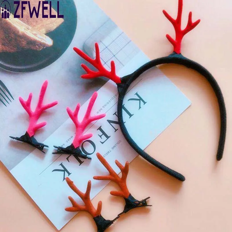 ZFWELL1Easter коричневый красный розовый полимерная повязка на голову рога заколка для