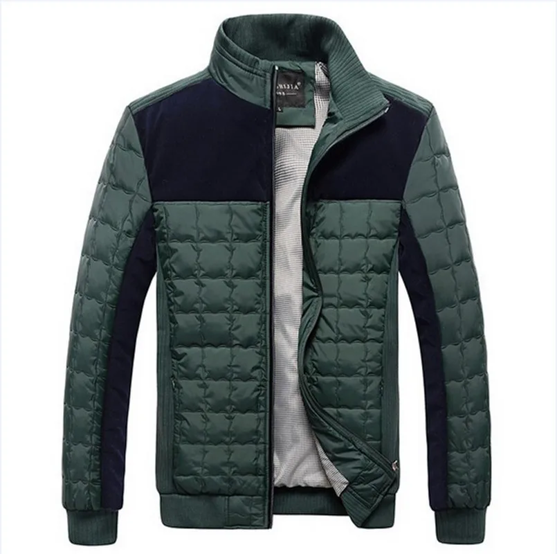 Мужская Мода Зимние Пальто Вскользь Лоскутное Теплый Куртка Плед Мужской