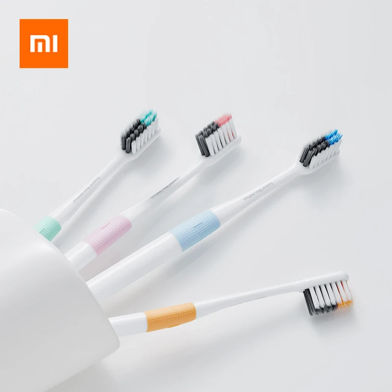 4 Упак. Xiaomi зубная щетка высокой плотности мягкая щетина антибактериальные