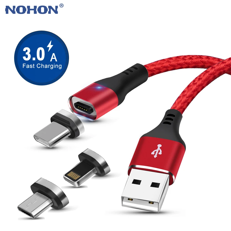Магнитный 3A кабель для быстрой смены Micro USB Type C iPhone 6 s 7 8 Plus X XR Xs Max iPad Android 1 м 2