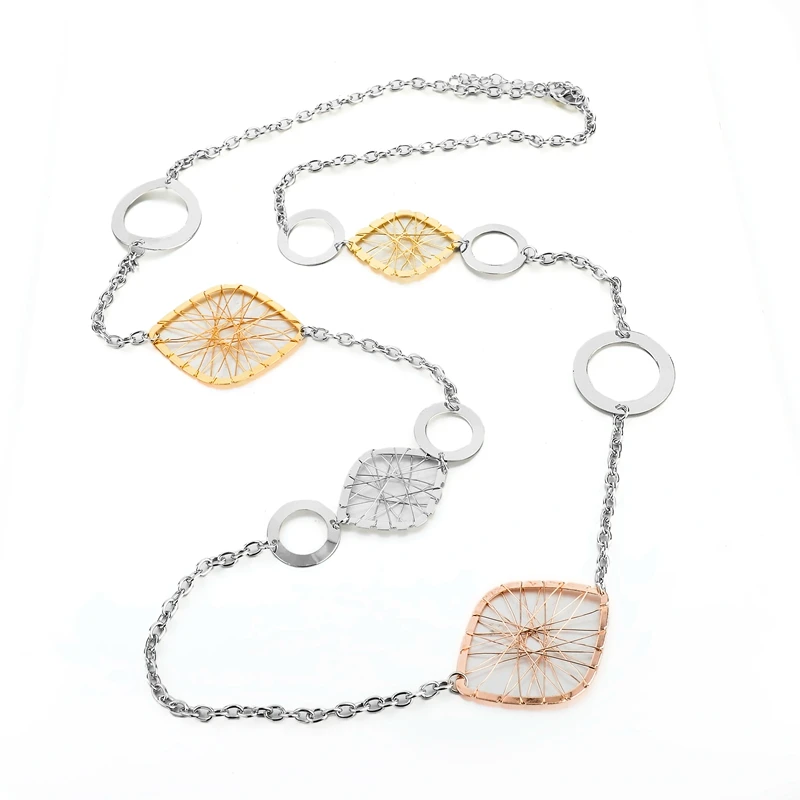 LongWay ожерелья 3 цвета Женские Ретро листья длинная Очаровательная цепочка