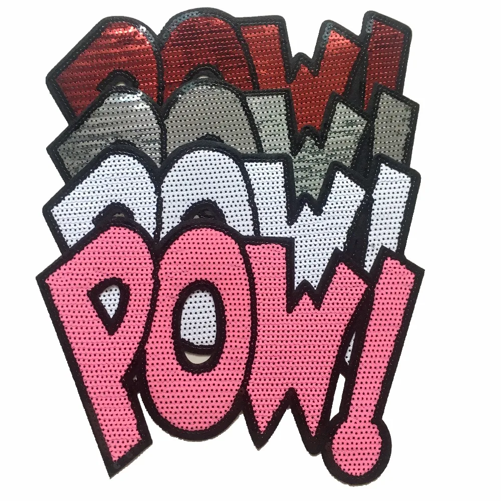 Блестки POW 2 шт.! Нашивки с буквами для одежды патчи блестками вышивки утюгом
