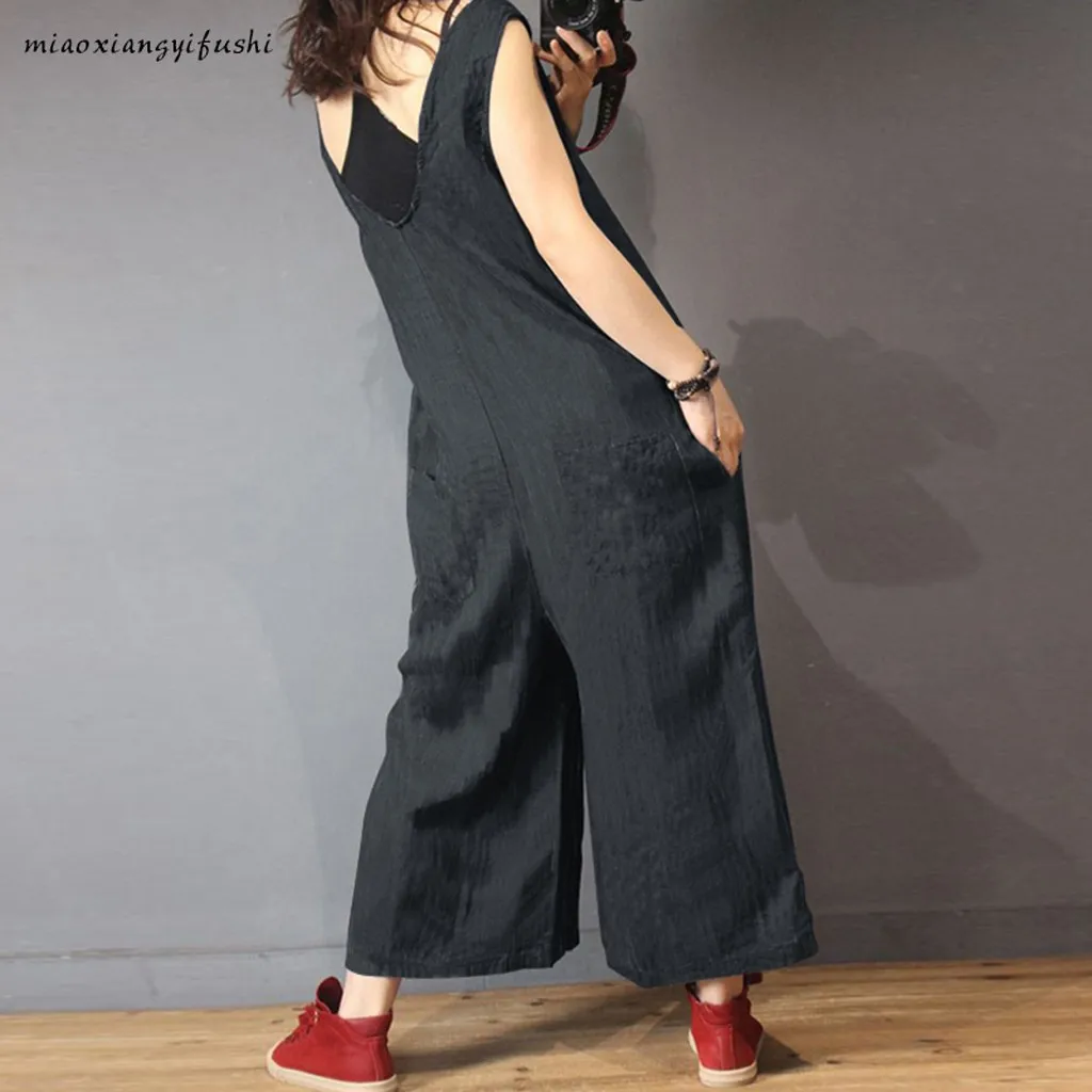 Моно Mujer Largo Elegante Женская мода женская летняя широкая нога прямой повседневный хлопок и Iinen длинный комбинезон Z4
