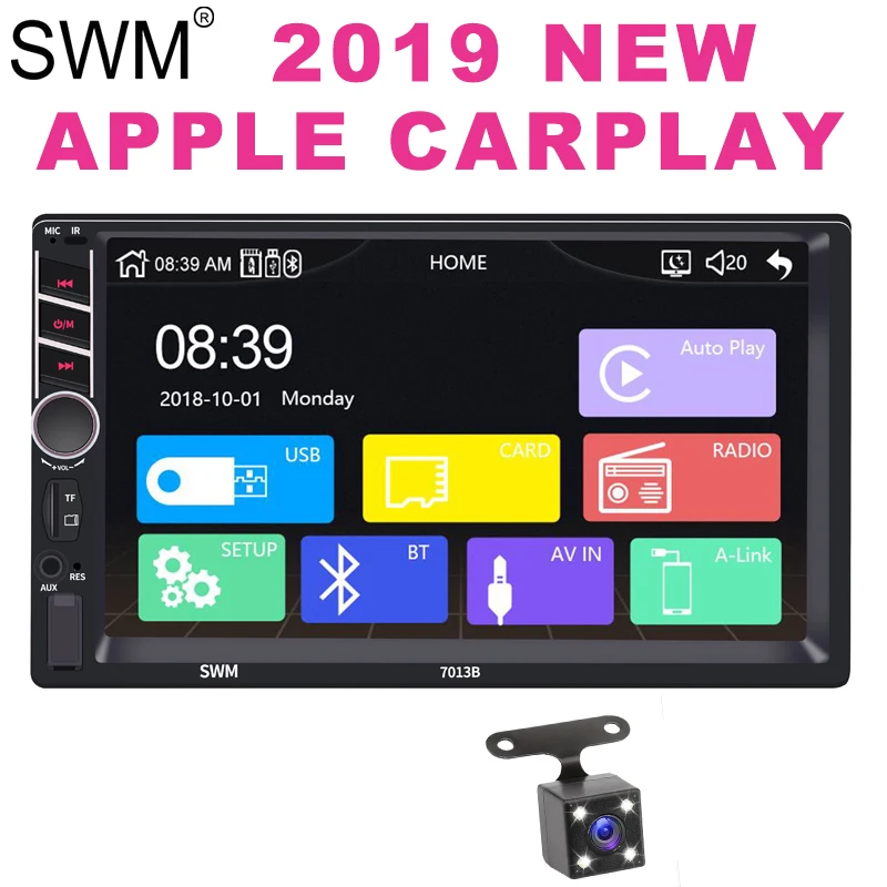 2 Din радио Carplay для Apple Autoradio Coche 7 &quot 2din сенсорный экран Bluetooth Pantalla камера заднего