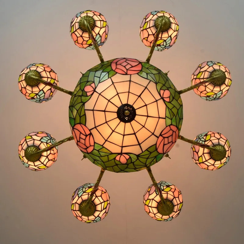 Европейский Хрустальный подвесной светильник в стиле ретро из цветного стекла