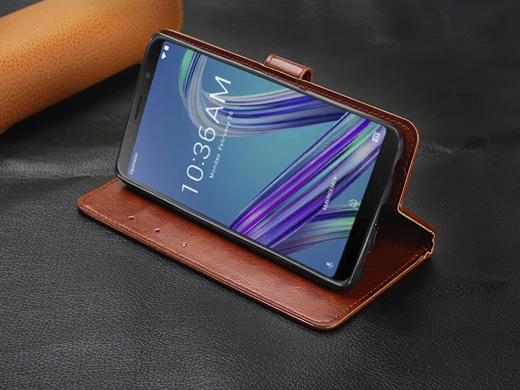 Кожаный чехол кошелек с откидной крышкой + силиконовый накладка для Asus ZenFone Max M2
