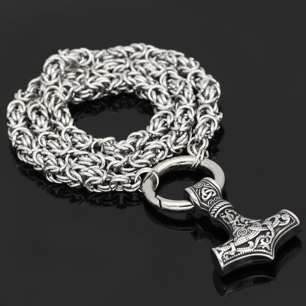 Мужской Молот Тора из нержавеющей стали 316L амулет MJOLNIR кулон ожерелье цепочка King |