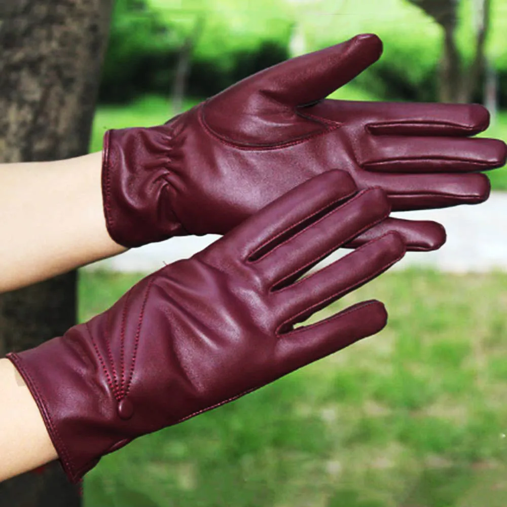 Модные женские зимние кожаные мотоциклетные перчатки с сенсорным экраном теплые