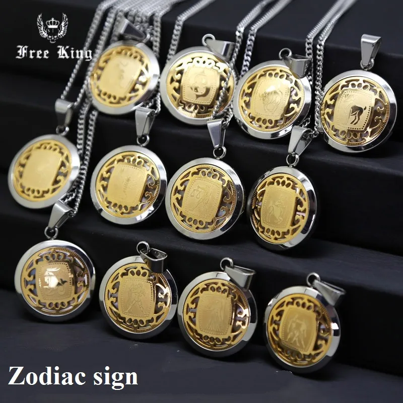 Лидер продаж S. сталь Золотой контраст Сталь Micro Круглый Медаль Знак зодиака