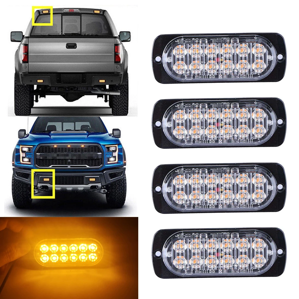4x 12LED мигающий стробоскоп для восстановления автомобиля аварийный свет гриль