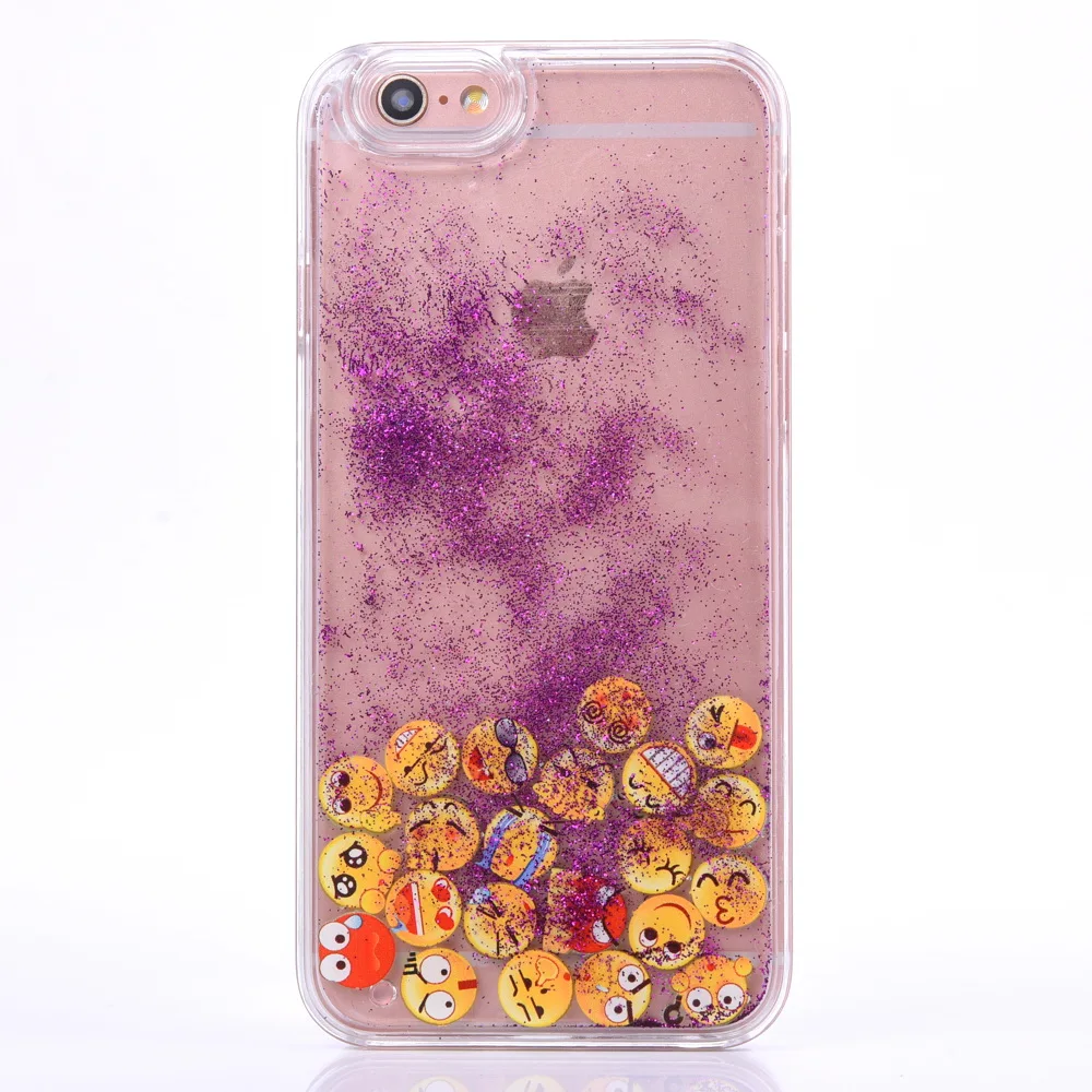 Прекрасный Световой улыбка лицо Emoji динамический жидкость зыбучие пески Coque