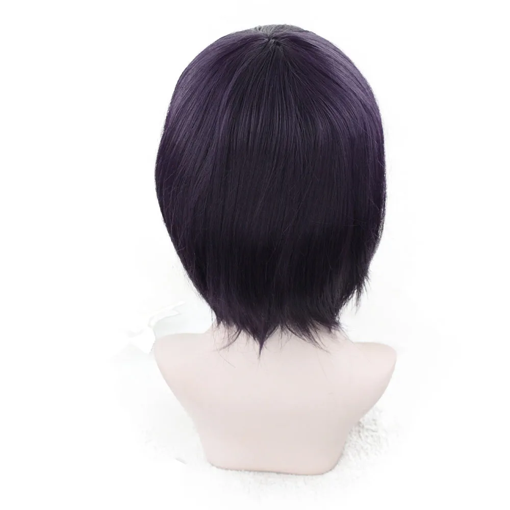 SHENGMEIYUAN Dark Purple Color Straight Short Hair High Temperature Fiber Synthetic Wig Fantastic Cosplay Free Shipping |