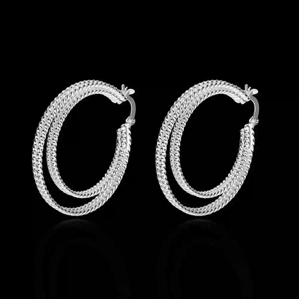 Женские сережки кольца KITEAL с двойным кольцом элегантные|silver earrings|earrings for womenearrings