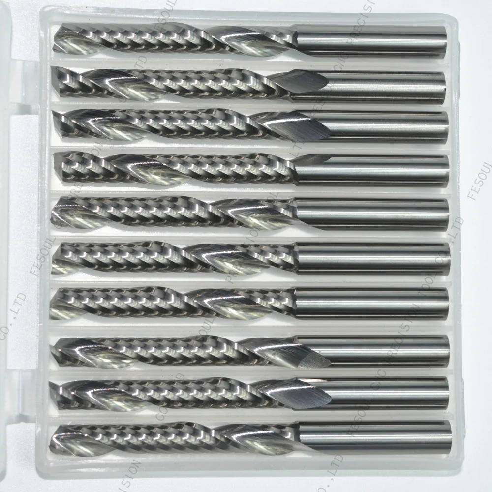 10PCS-6mm* 42 мм, твердый карбид cnc Концевая фреза, Концевая фреза для деревообработки, 1 Флейта Спираль Фрезы, фрезы по дереву, ПВХ фреза